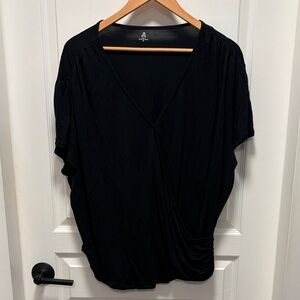 Able Black Wrap-Style V-Neck Blouse